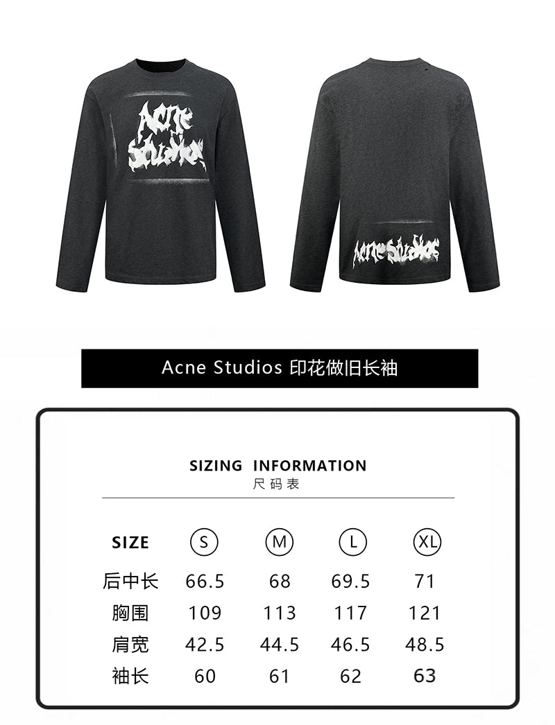 주말QZ / 아크네스튜디오 프린트 빈티지 가공 긴팔 티셔츠