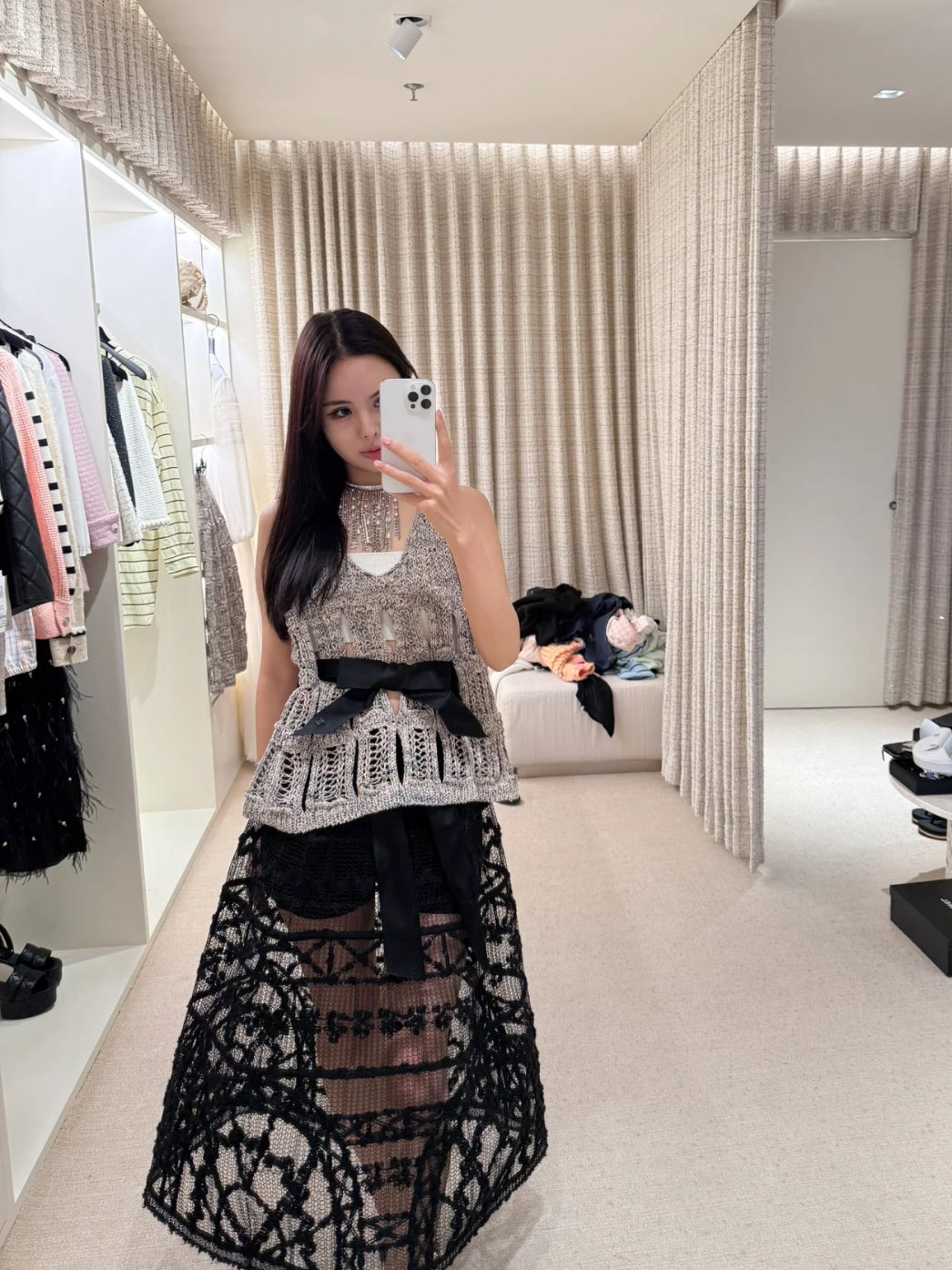타지아 / 샤넬 25s 홀로우 보우 니트 조끼