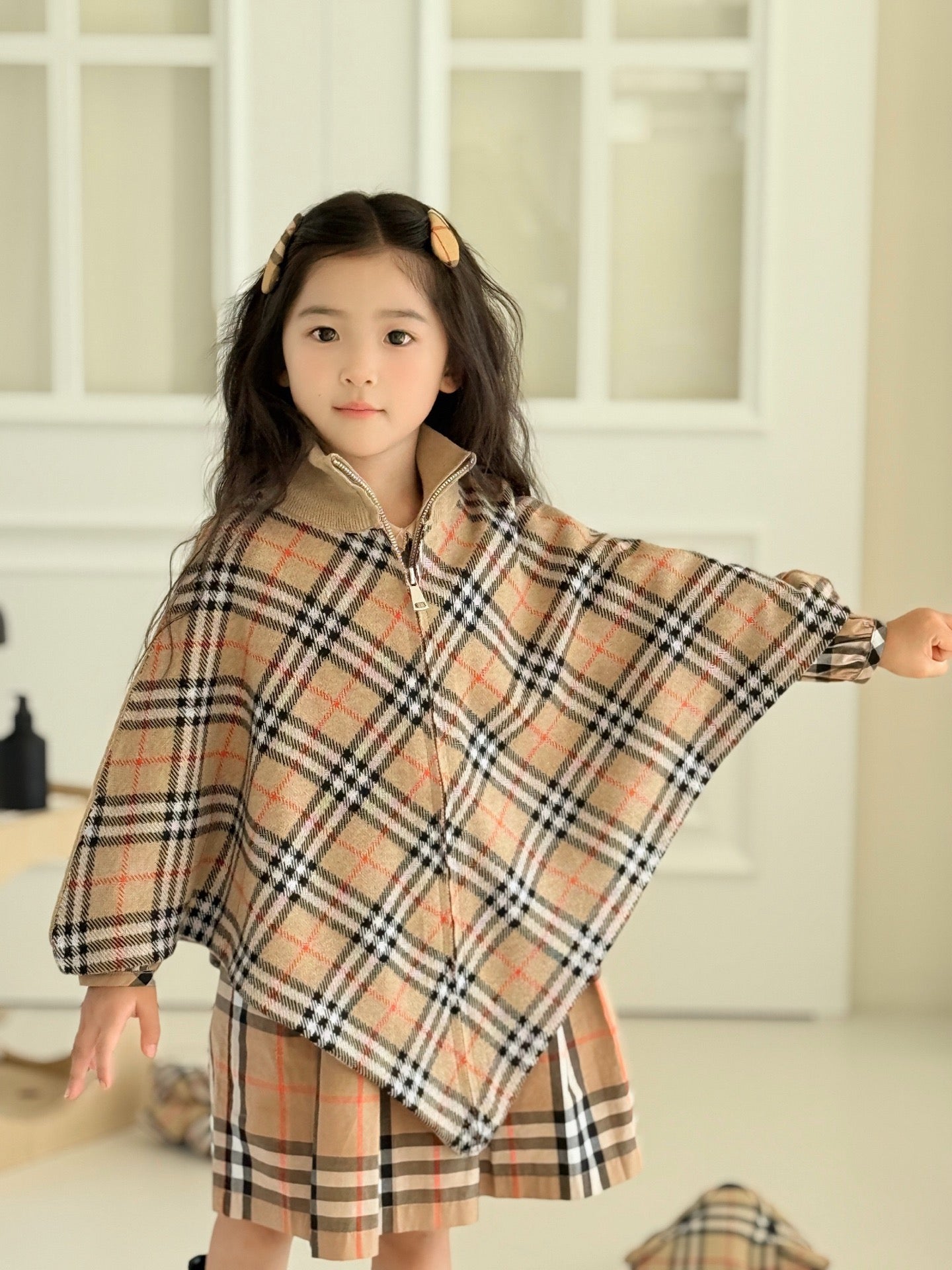 aa / 버버리 체크 울 케이프