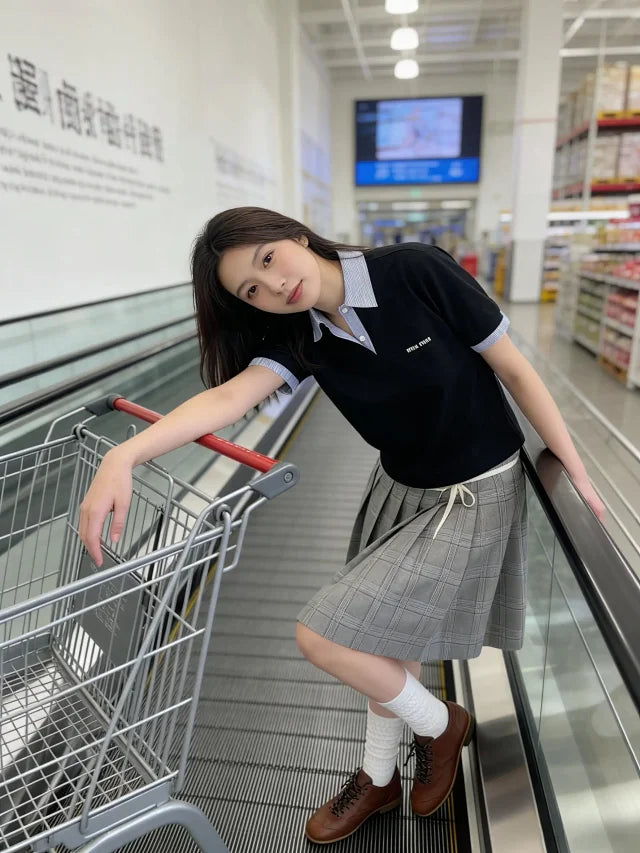 MK / 미우미우 컬러 대비 카라 반팔 폴로셔츠