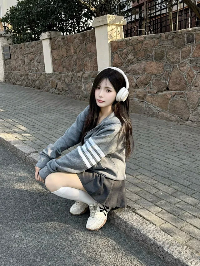 사탄 / 톰브라운 와플 소재 지퍼 후드 집업