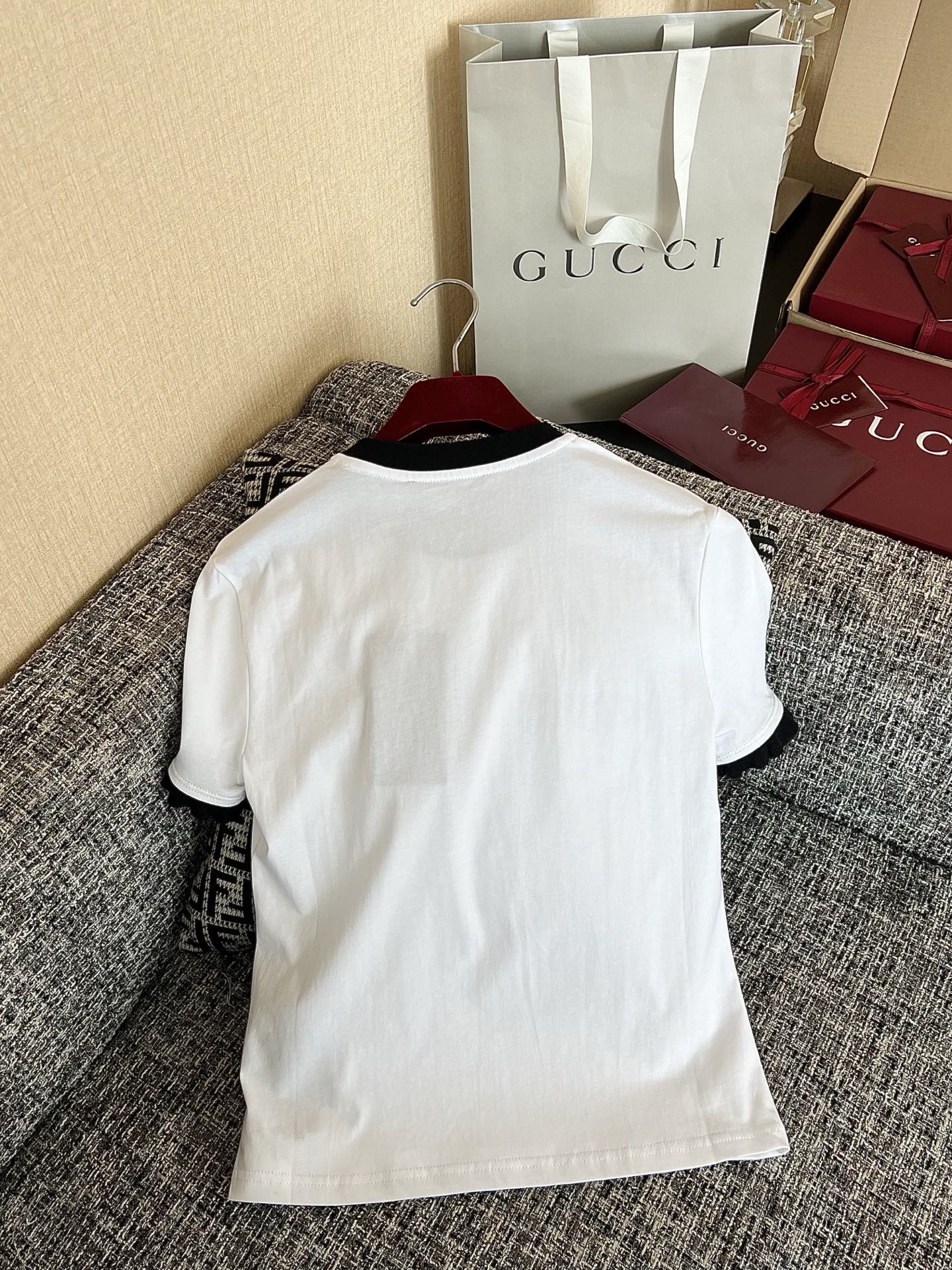 Timo / Gucci webbing tape decoration short-sleeved T-shirt