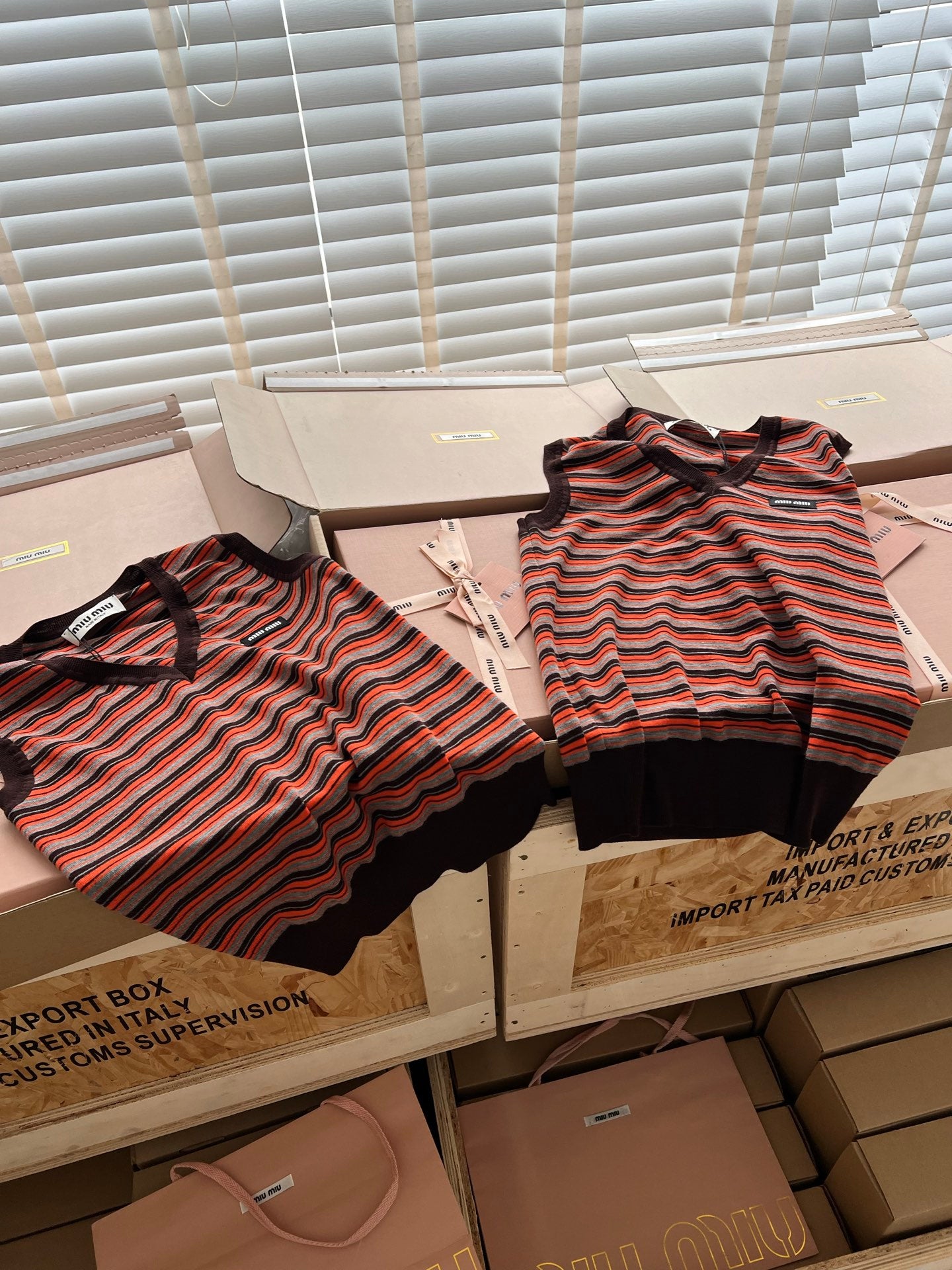 Timo / Miu Miu Striped V-neck Knit Vest