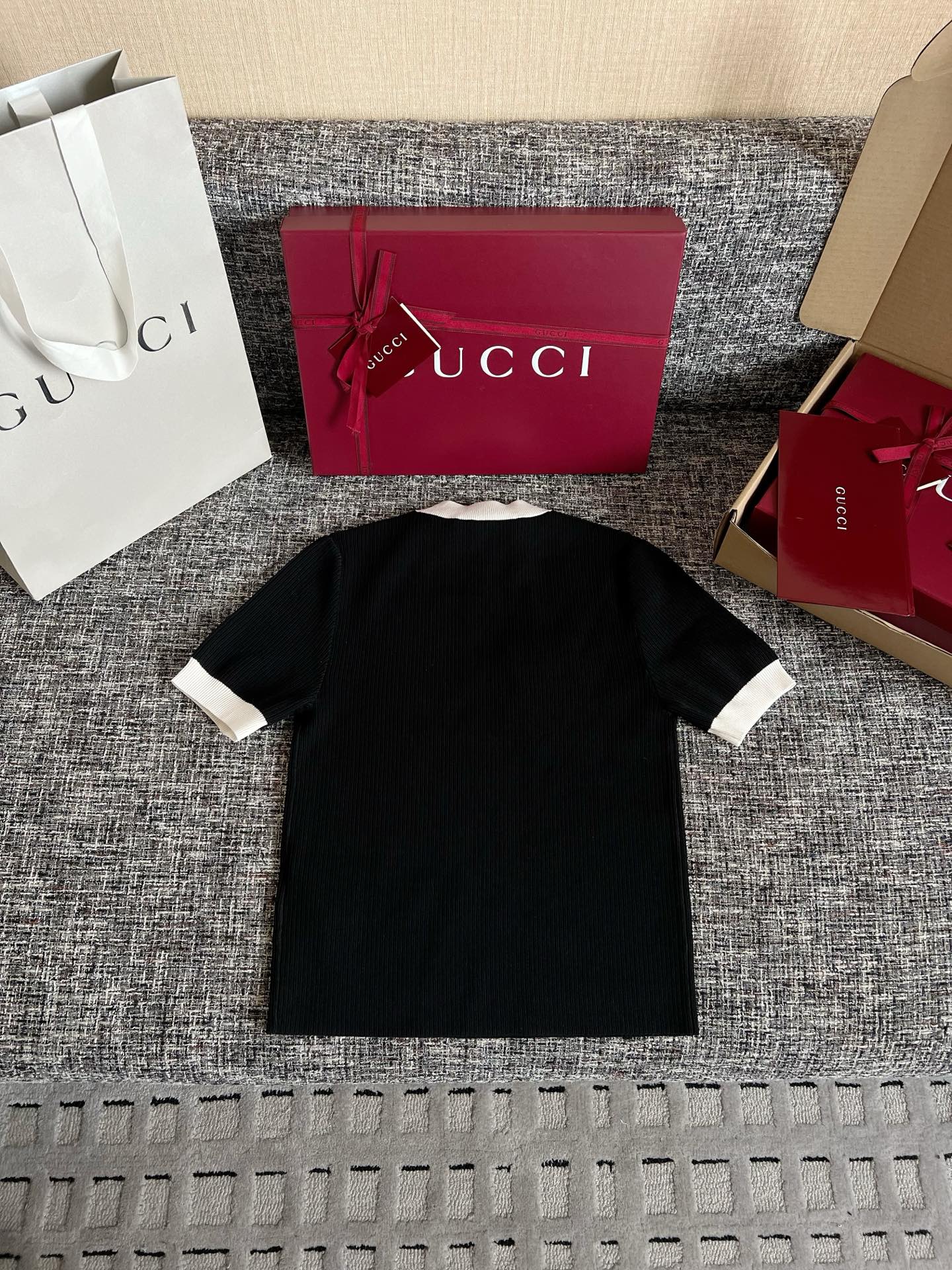 Timo / Gucci Double G Flocking Short-Sleeved T-Shirt