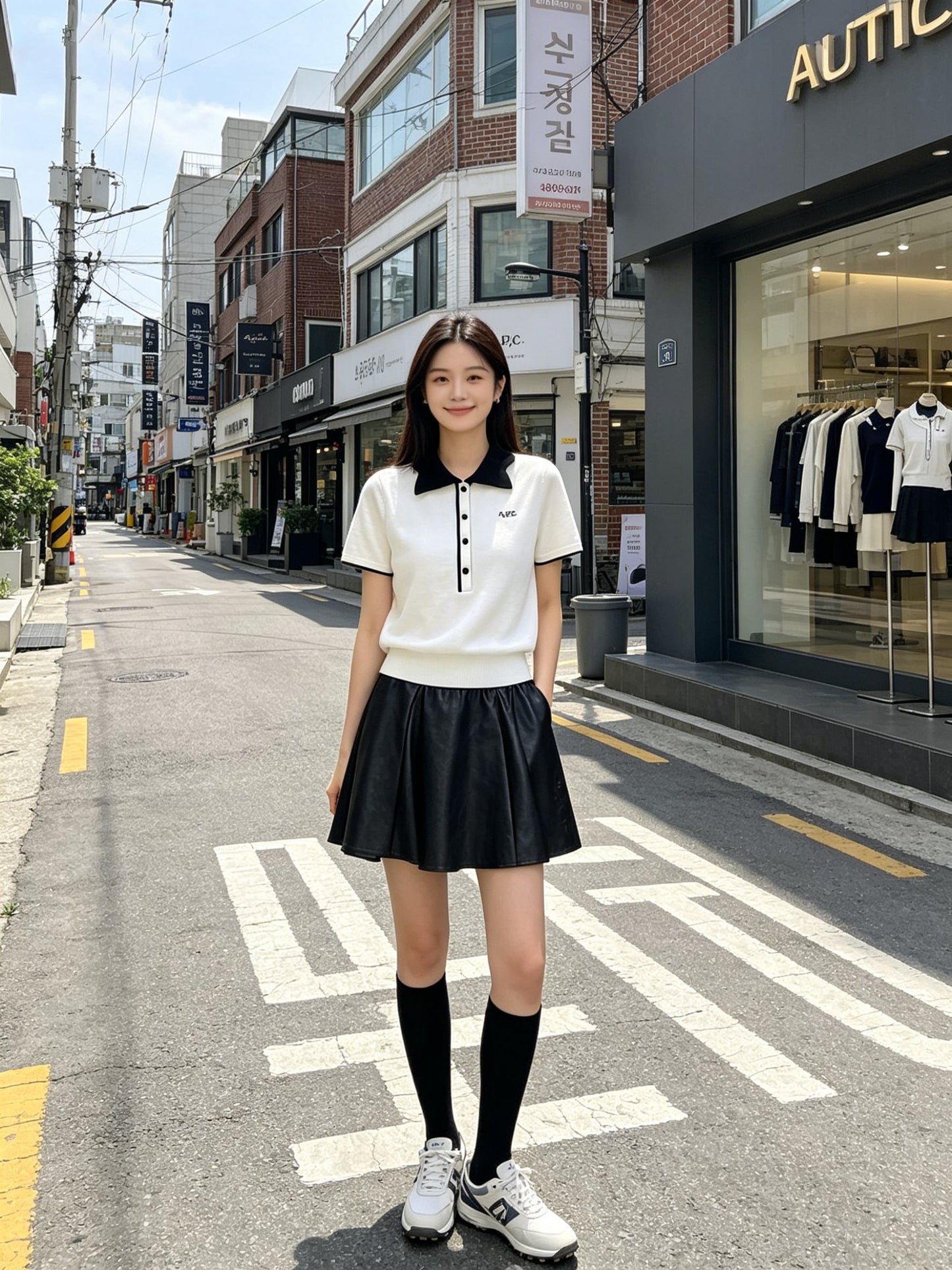 마이골프 / 골프 레이스 칼라 봄여름 니트