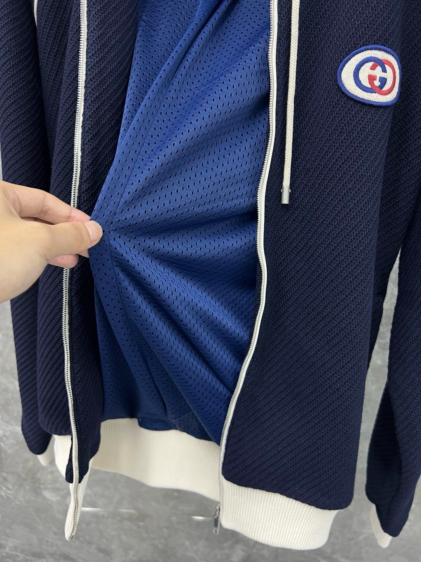 Marble / Gucci Men's Wool Jersey Jacket Web Blue