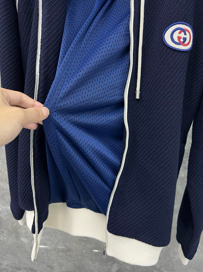 Marble / Gucci Men's Wool Jersey Jacket Web Blue