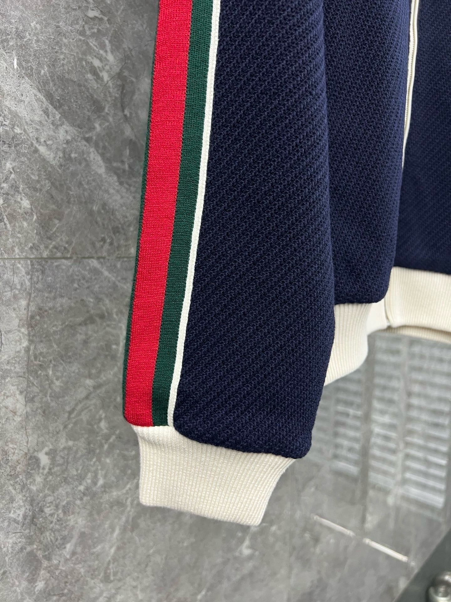 Marble / Gucci Men's Wool Jersey Jacket Web Blue