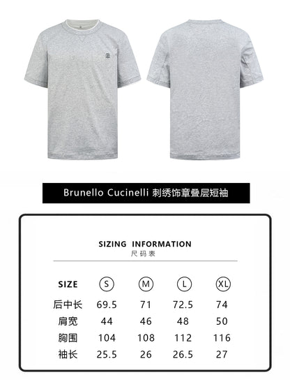 주말QZ / 브루넬로 쿠치넬리 자수 레이어드 반팔 티셔츠