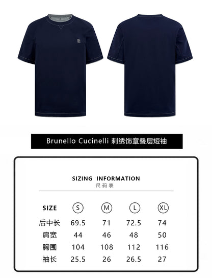 주말QZ / 브루넬로 쿠치넬리 자수 레이어드 반팔 티셔츠