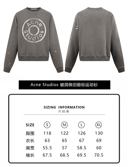 주말QZ / 아크네스튜디오 워시드 디스트로이드 로고 맨투맨