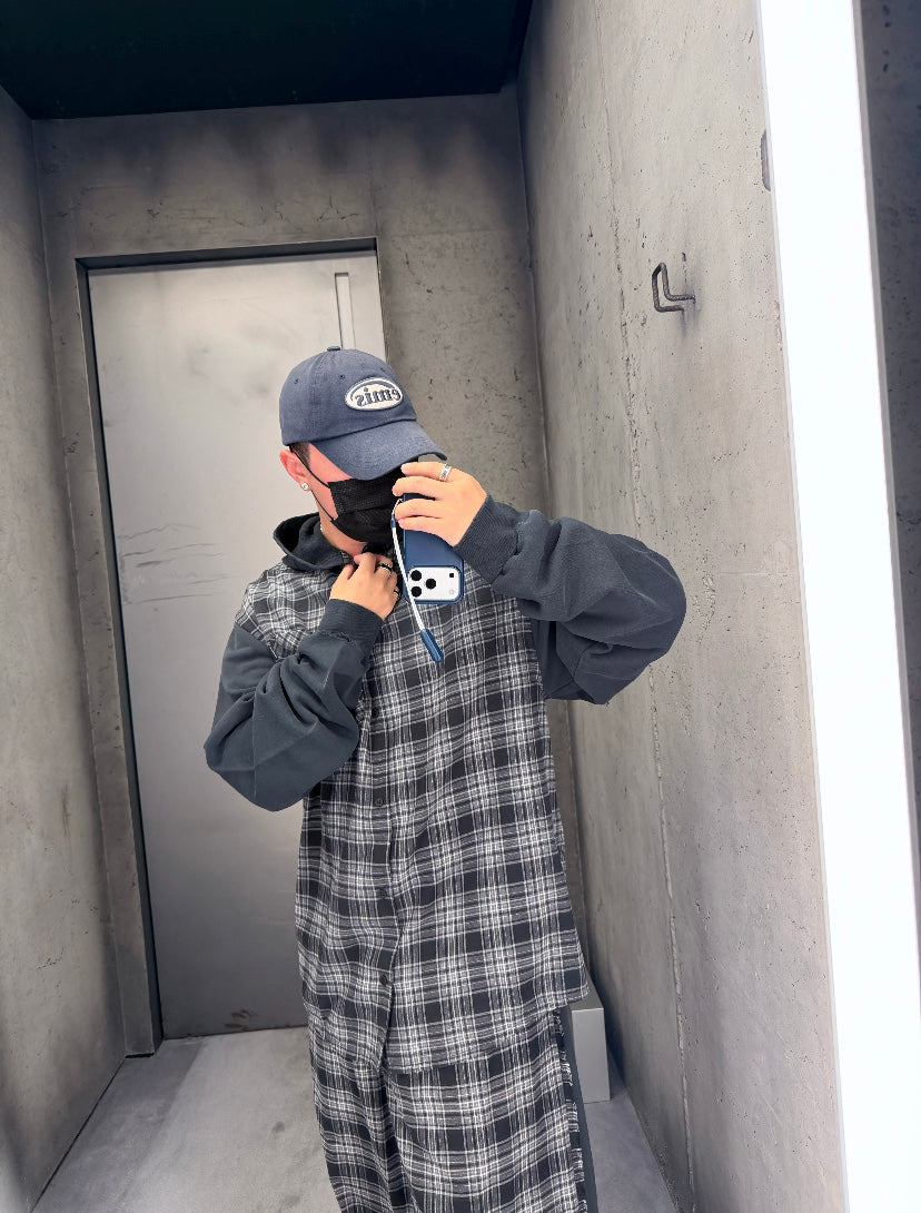 주말QZ / 발렌시아가 체크 패치워크 후드 아우터