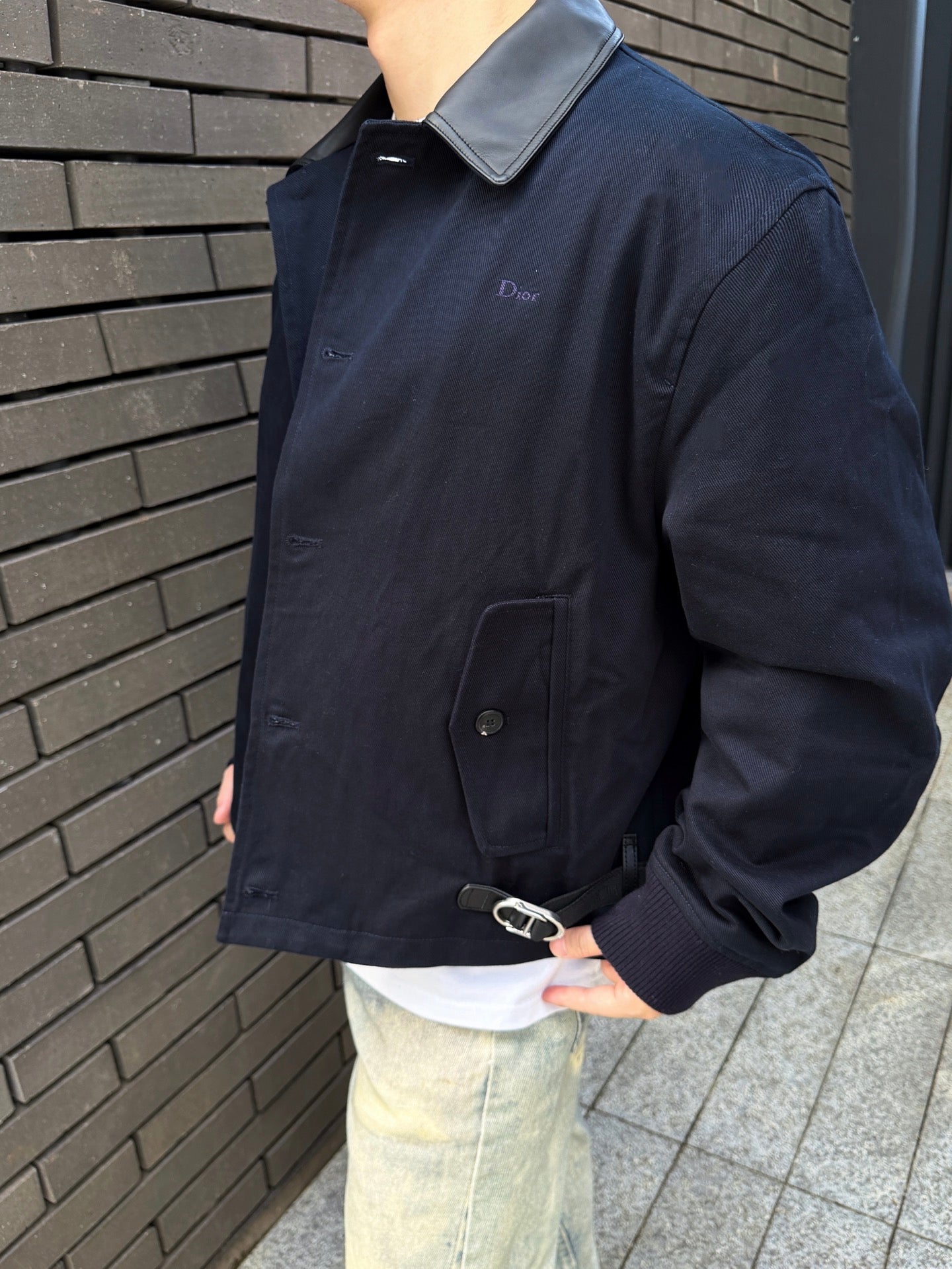 주말QZ / 디올 자수 가죽 칼라 자켓