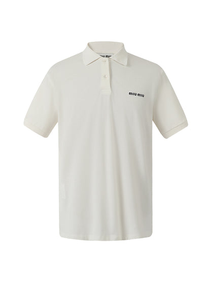 주말QZ / 미우미우 로고 자수 반팔 폴로셔츠