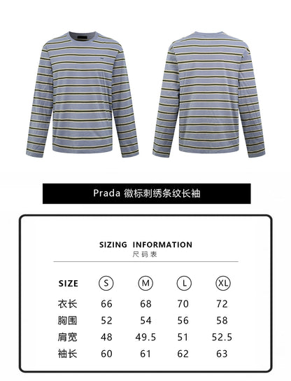 주말QZ / 프라다 로고 자수 스트라이프 긴팔