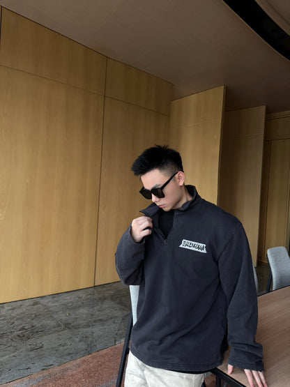 주말QZ / 발렌시아가 면 소재 프린트 하이넥 맨투맨