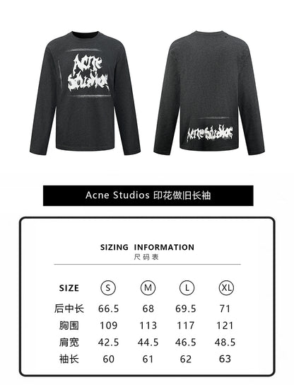 주말QZ / 아크네스튜디오 프린트 빈티지 가공 긴팔 티셔츠