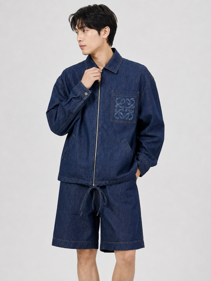 주말QZ / 로에베 자수 데님 반바지