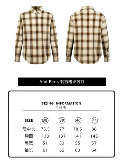 주말QZ / 아미 파리 자수 체크 셔츠