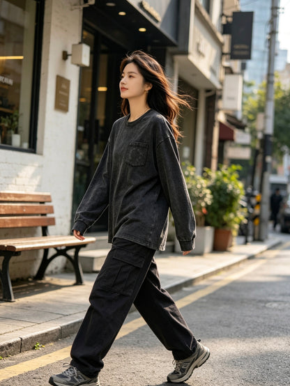 주말QZ / 크롬하츠 워싱 처리 긴팔 티셔츠