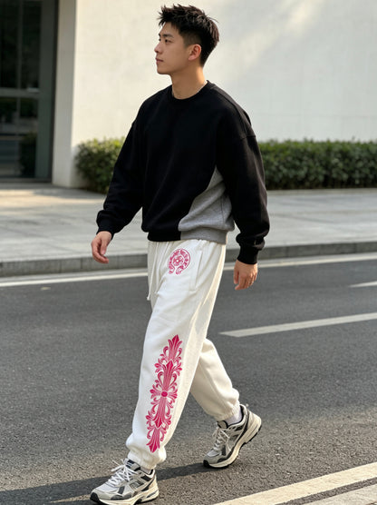 주말QZ / 크롬하츠 사이드 형광핑크 레터링 조거팬츠