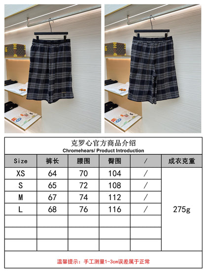 주말QZ / 크롬하츠 흑백 체크 플란넬 와이드 7부 팬츠