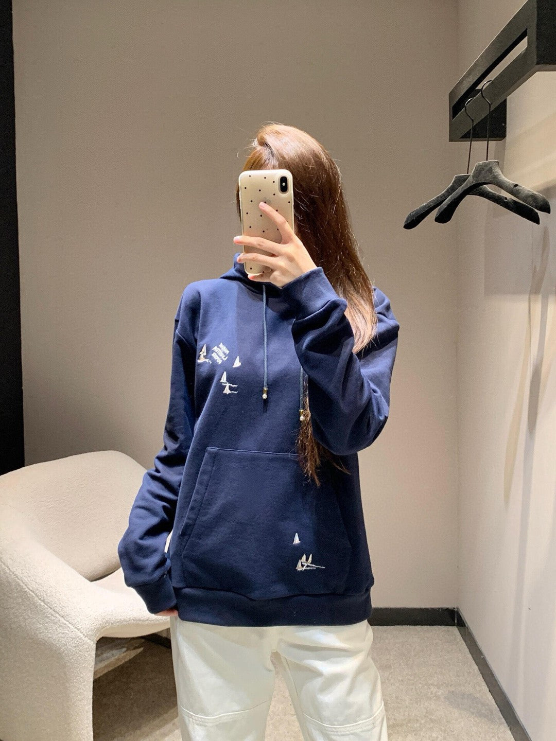 주말QZ / 루이비통 돛무늬 자수 긴팔 후드티