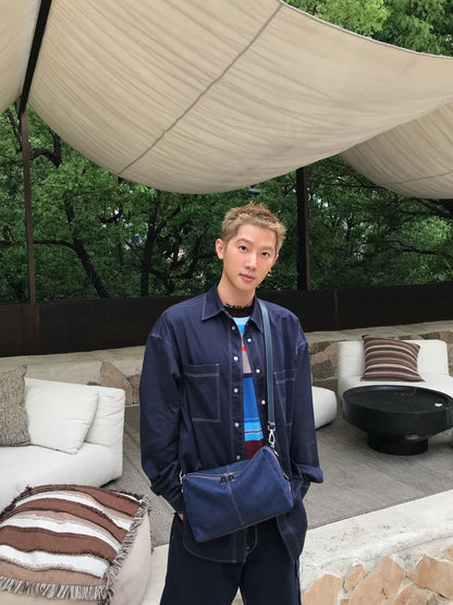 주말QZ / 펜디 컬러 대비 스티치 자수 셔츠
