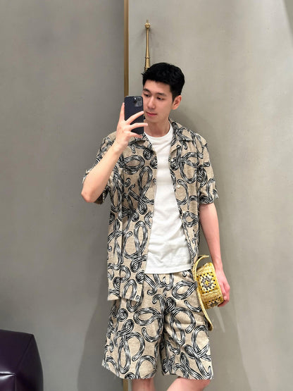 주말QZ /  로에베 면 자카드 반팔 셔츠