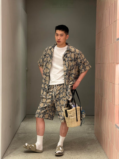 주말QZ / 로에베 면 자카드 조임끈 반바지