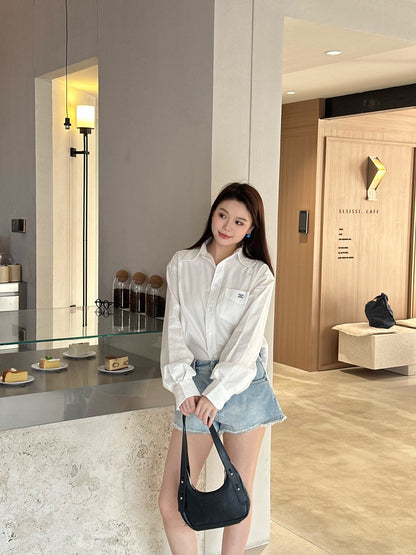 주말QZ / 셀린느 로고 자수 긴팔 셔츠