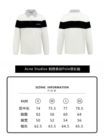 주말QZ / 아크네스튜디오 스트라이프 칼라 긴팔 폴로셔츠