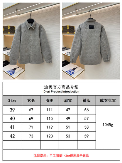 주말QZ / 디올 자수 칼라 단추 긴팔 셔츠