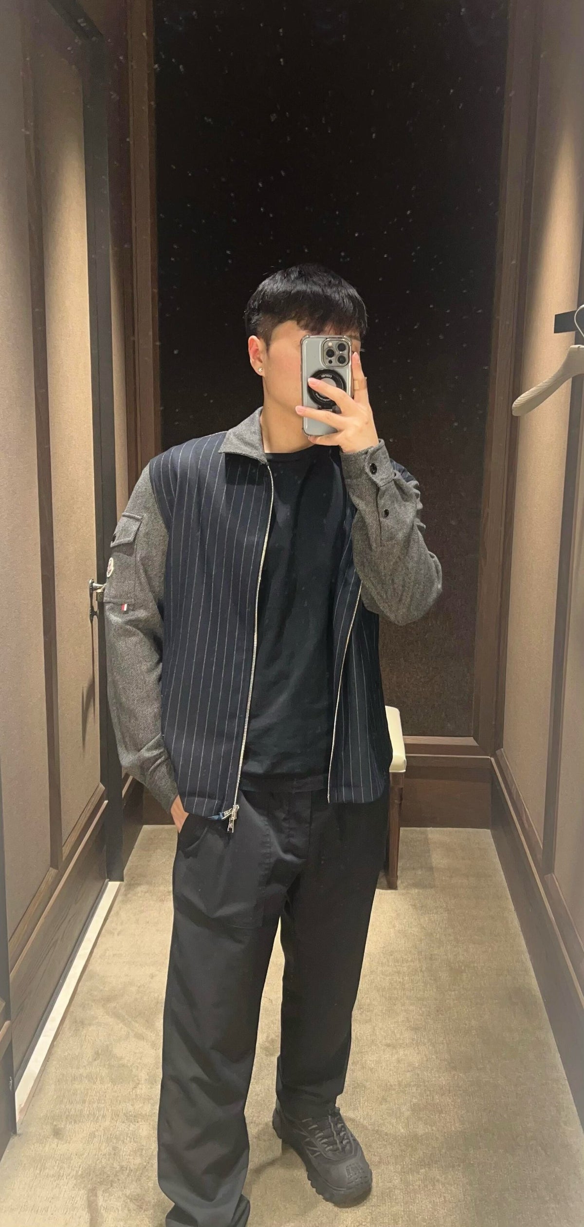 주말QZ / 몽클레르 울 스트라이프 지퍼 자켓
