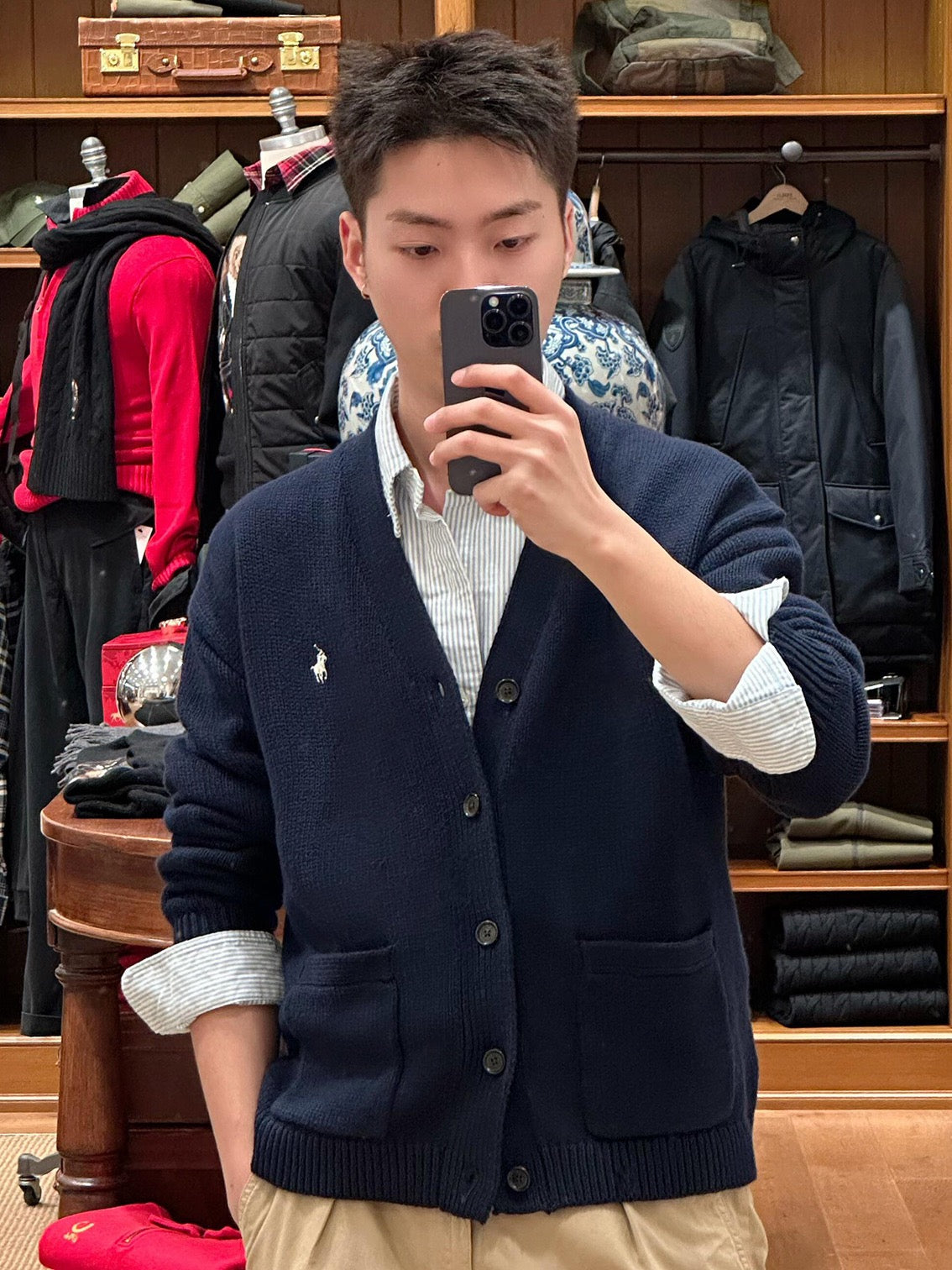 주말QZ / 랄프 로렌  자수 가디건
