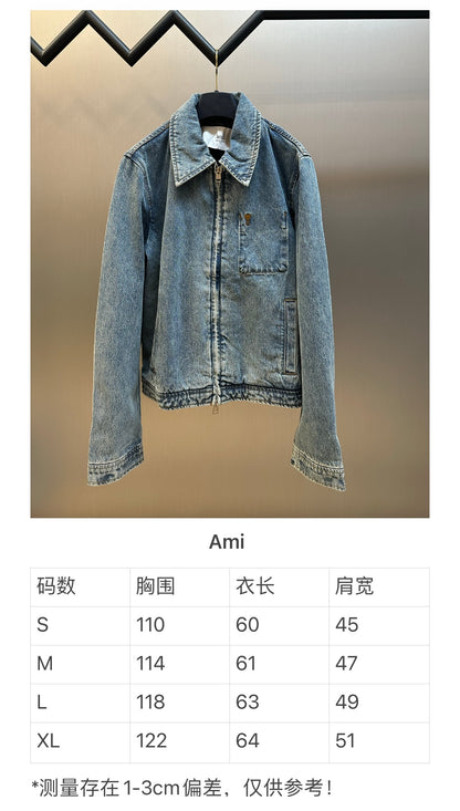 주말QZ / 아미 파리 자수 데님 자켓