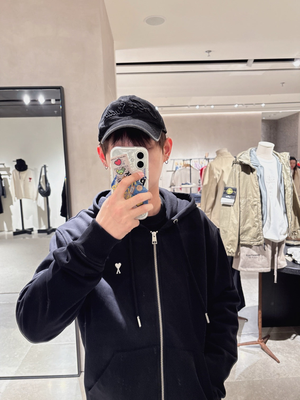 주말QZ / 아미 파리 자수 지퍼 후드티