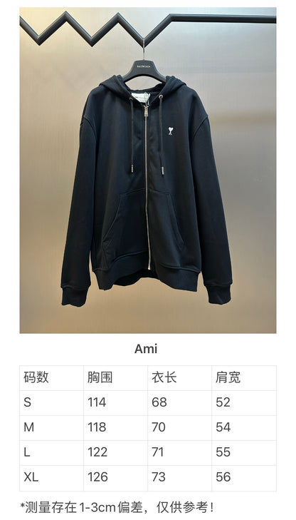 주말QZ / 아미 파리 자수 지퍼 후드티