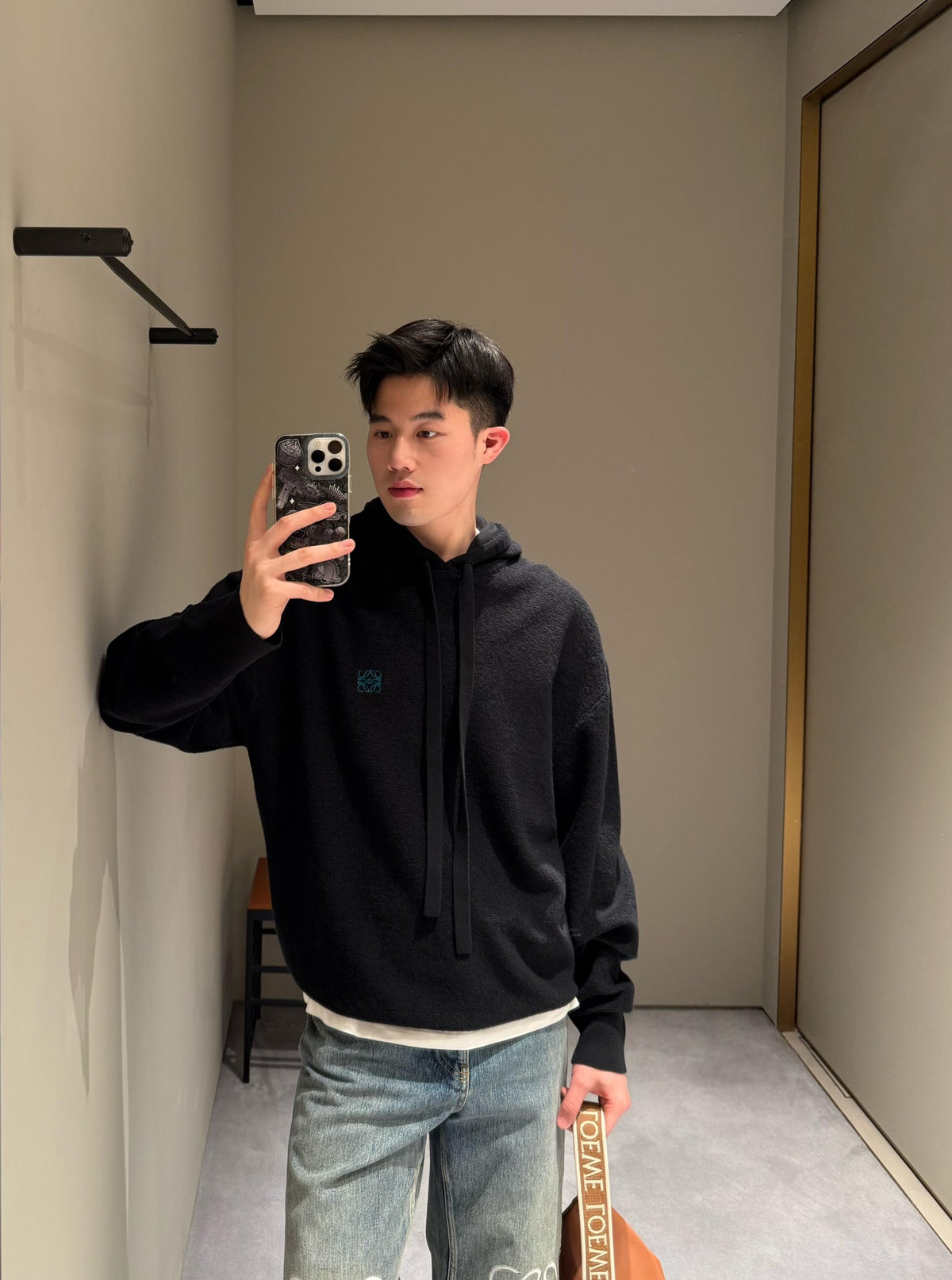 주말QZ / 로에베  자수 드로우스트링 니트 후디