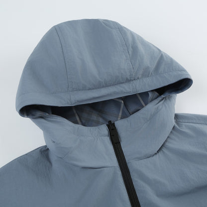 주말QZ / 버버리 블루 트윌 체크 리버서블 후드 재킷