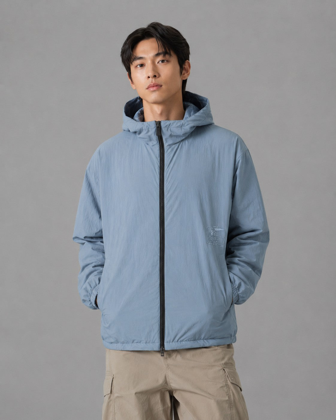 주말QZ / 버버리 블루 트윌 체크 리버서블 후드 재킷