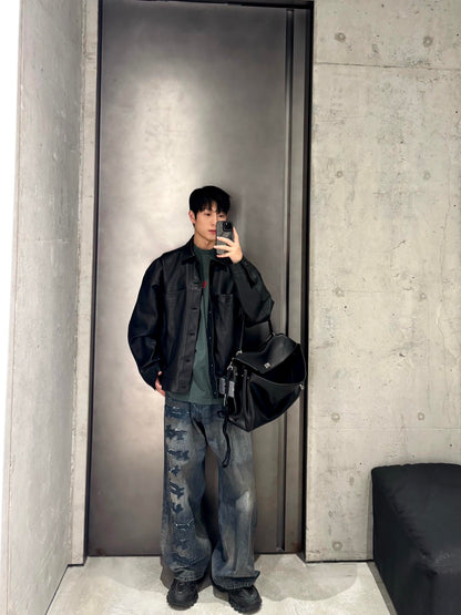 주말QZ / 발렌시아가  자수 레더 재킷