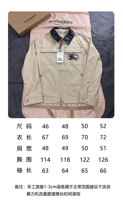 BVG / 버버리  가죽 칼라 면 워크 자켓