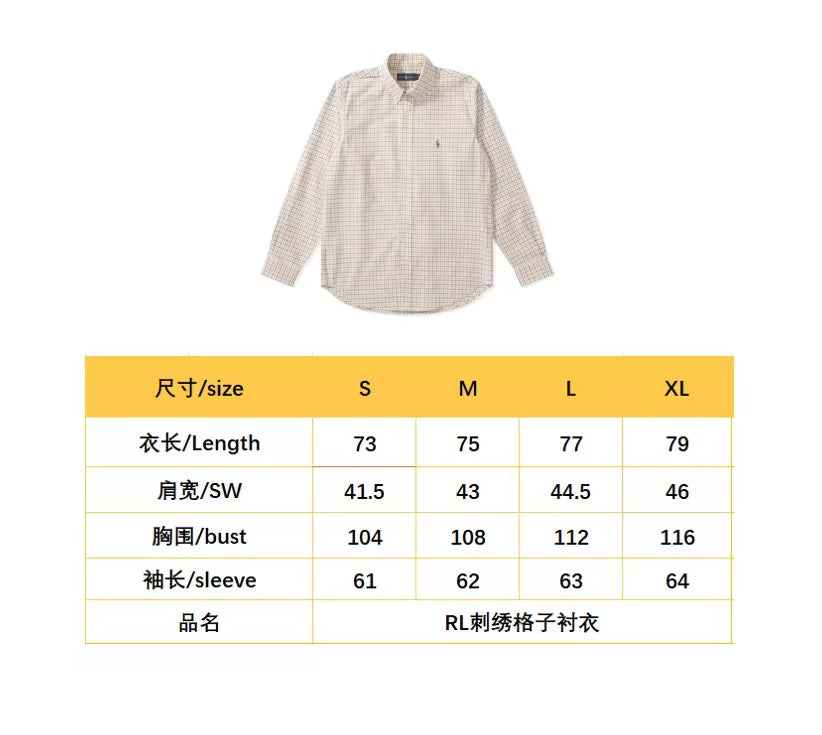 BVG / 랄프 로렌  자수 체크 긴팔 셔츠