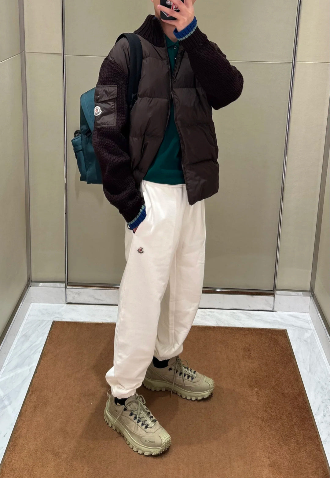 BVG / 몽클레르  울 캐시미어 혼방 소매 지퍼 다운 재킷