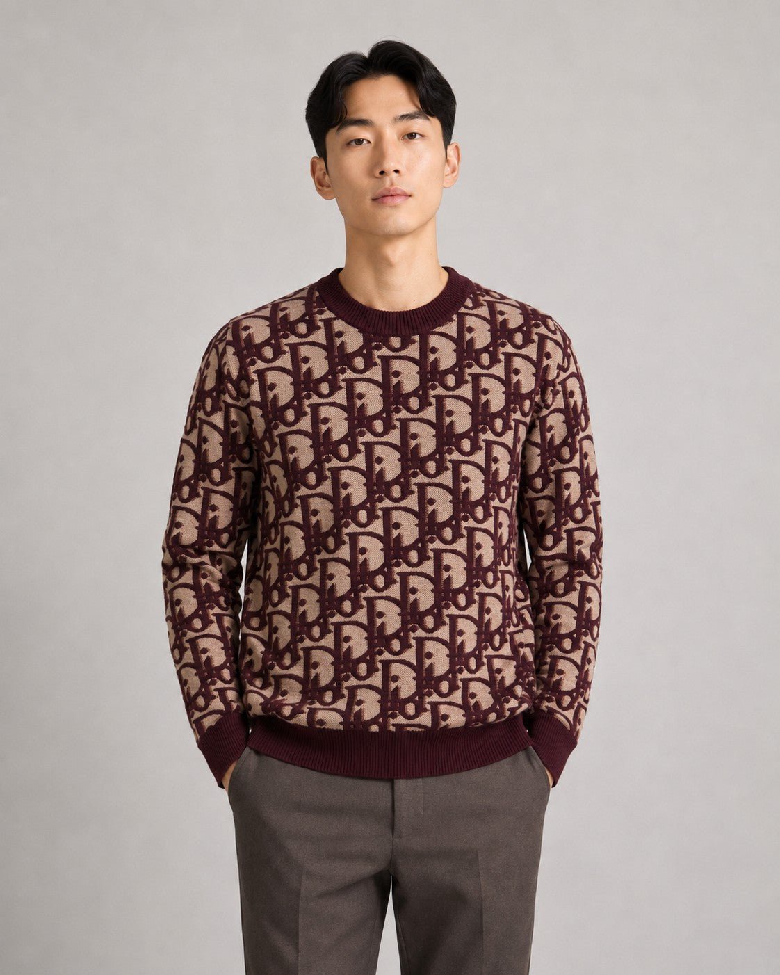 주말QZ / 디올  면울 혼방 자카드 니트
