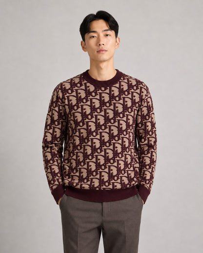 주말QZ / 디올  면울 혼방 자카드 니트