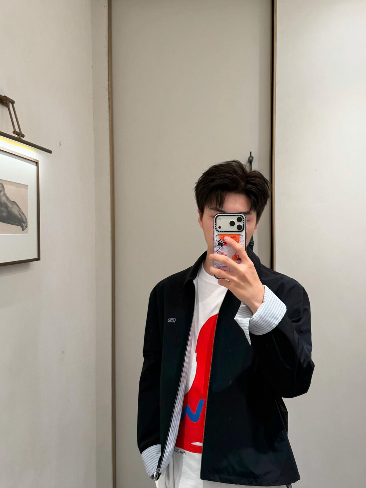 주말QZ / 로에베  코튼 자수 지퍼 재킷