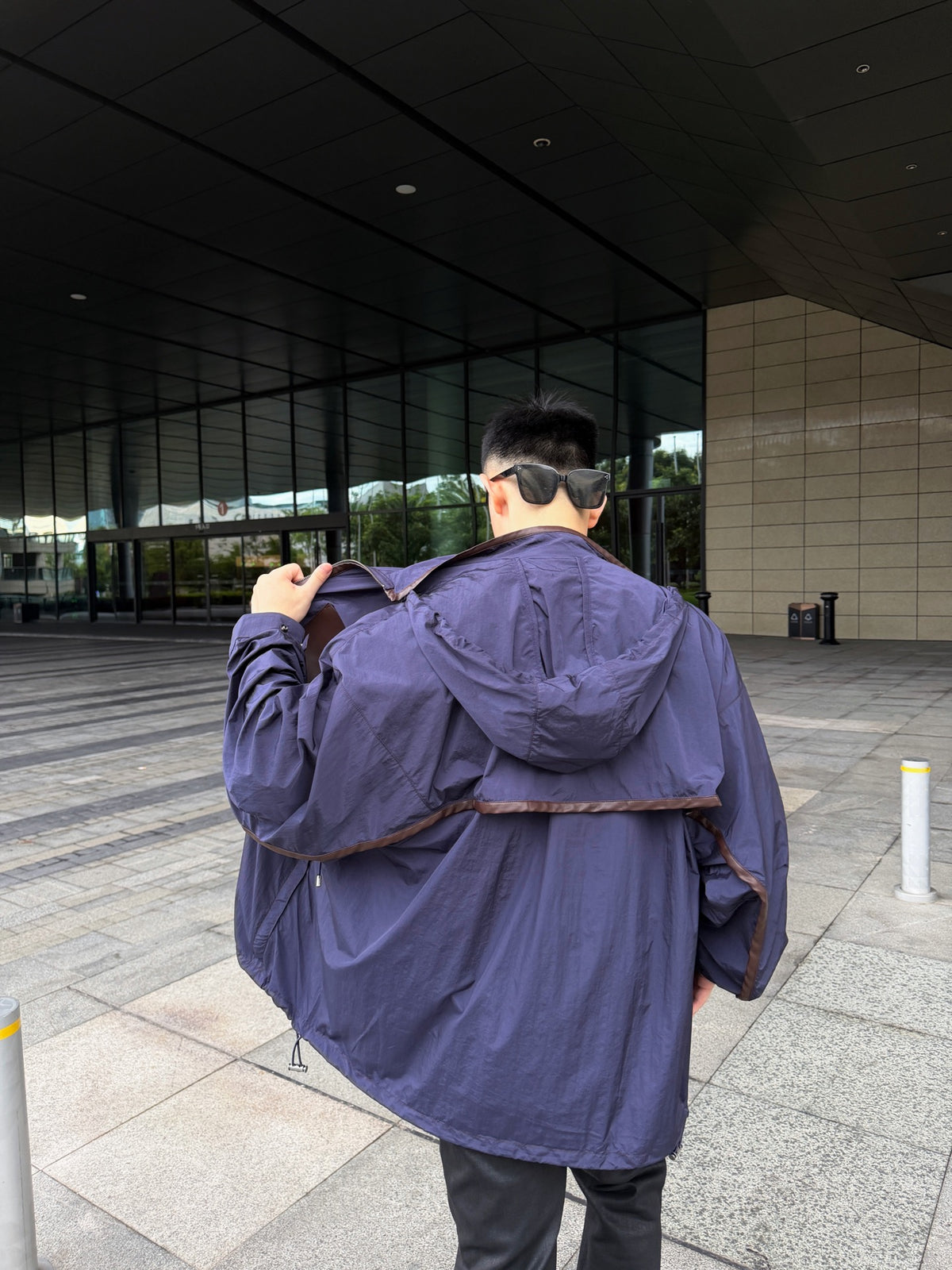 주말QZ / 로에베  가죽 조합 후드 지퍼 아우터