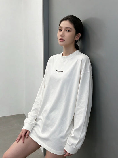 주말QZ / 발렌시아가  자수 긴팔 밴딩 티셔츠